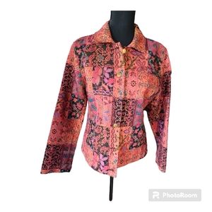 Stonebridge Signature Denim Tapestry Button Up Jacket EUC